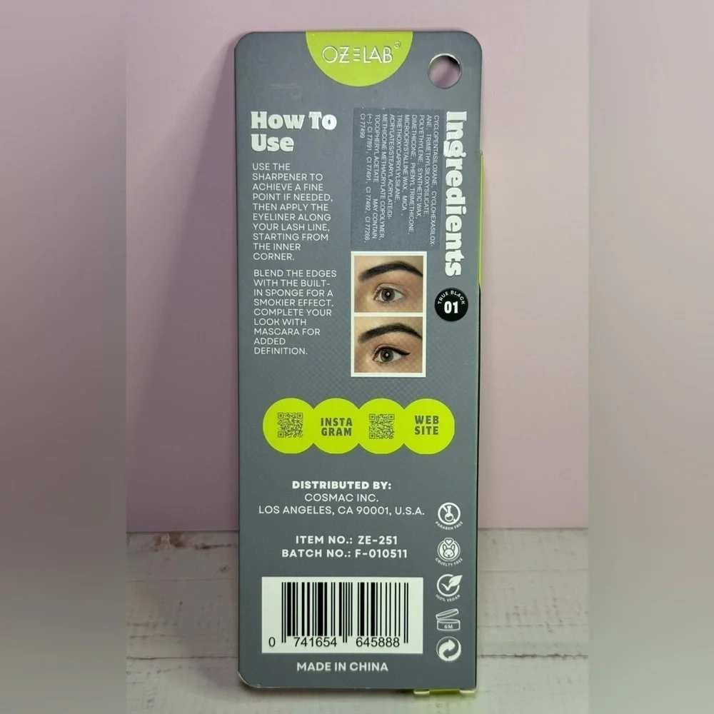OZ LAB GLIDE N Go - Gel Eyeliner NIB (True Black)